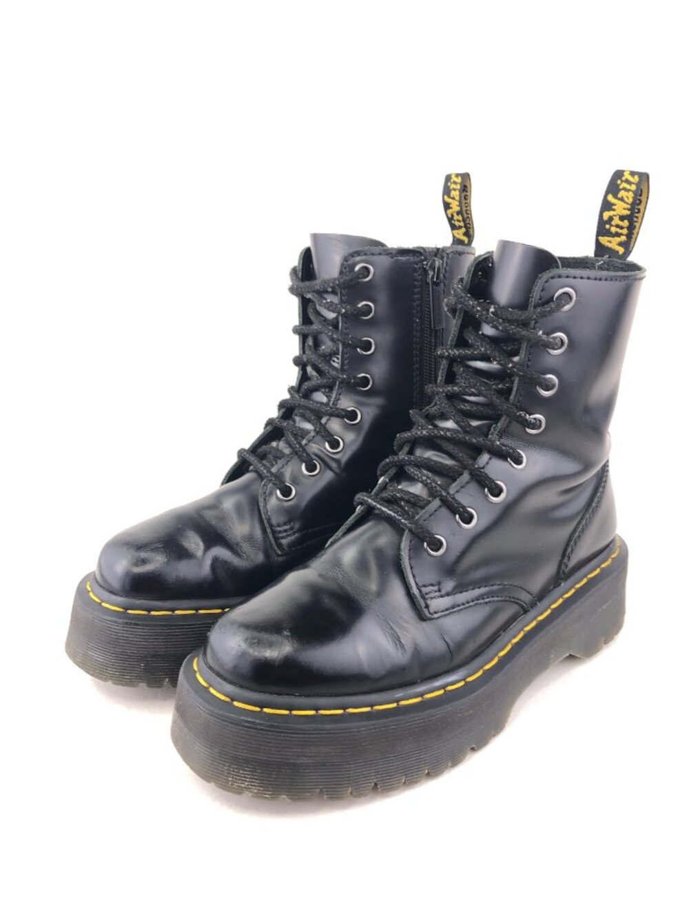 Dr. Martens Jadon Black Leather Platform Combat Boots 7 - Picture 3 of 15